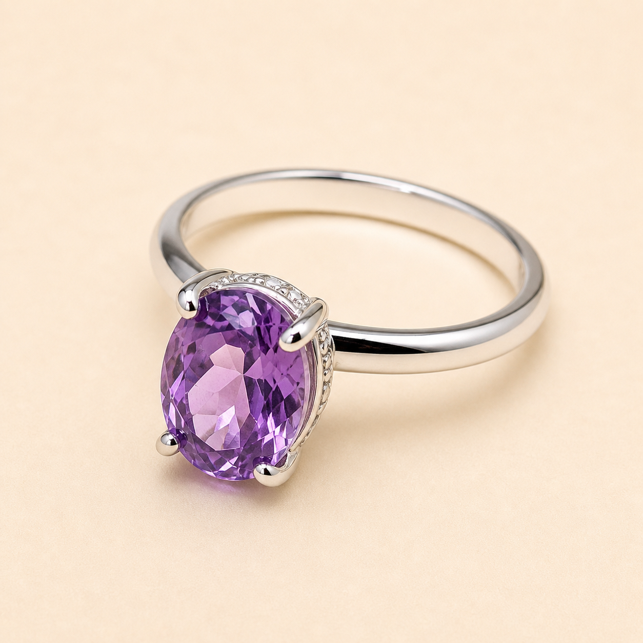 anillo casual con amatista