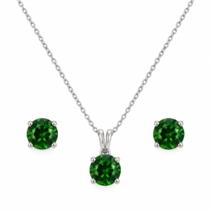 Minimalistisches Silber-Schmuckset „Grüner Wald“
