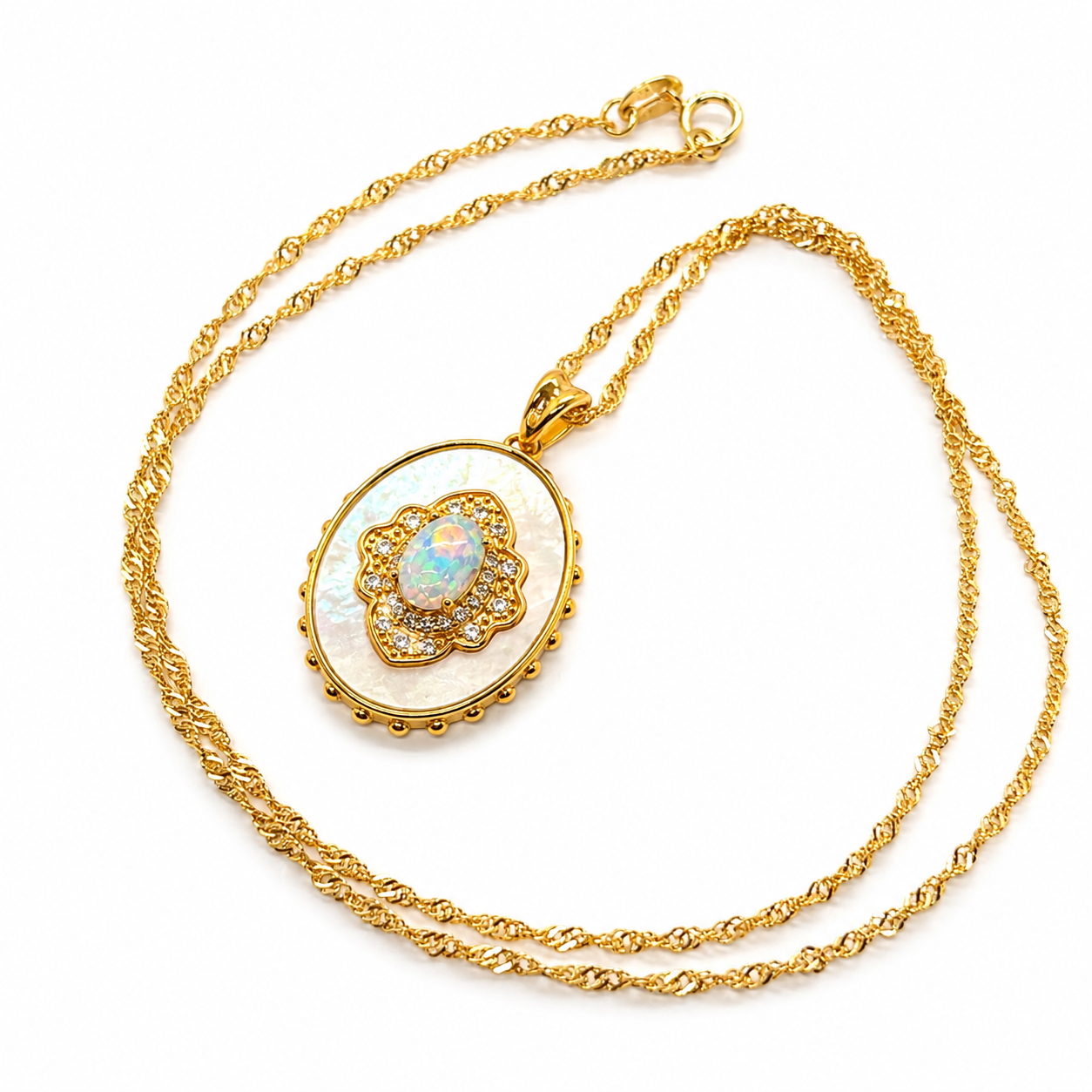 Silber-Medaillon-Anhänger mit australischem Opal - Image 2