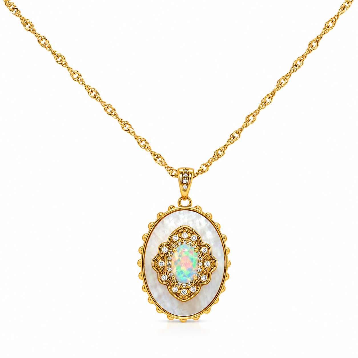 Silber-Medaillon-Anhänger mit australischem Opal