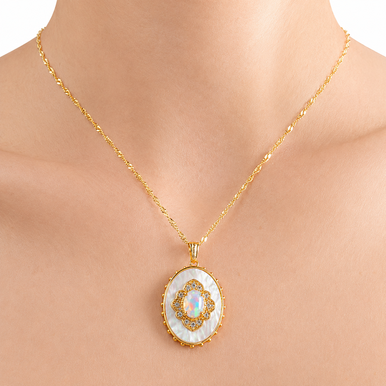 Silber-Medaillon-Anhänger mit australischem Opal - Image 3