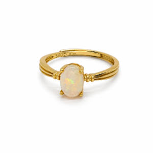 Vergoldeter Silberring mit natürlichem Opal