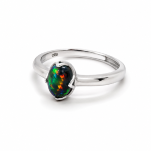 Silberring mit natürlichem schwarzem Opal