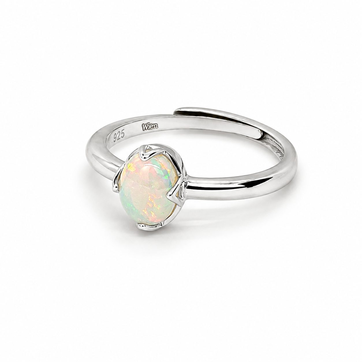 Silberring mit natürlichem weißem Opal