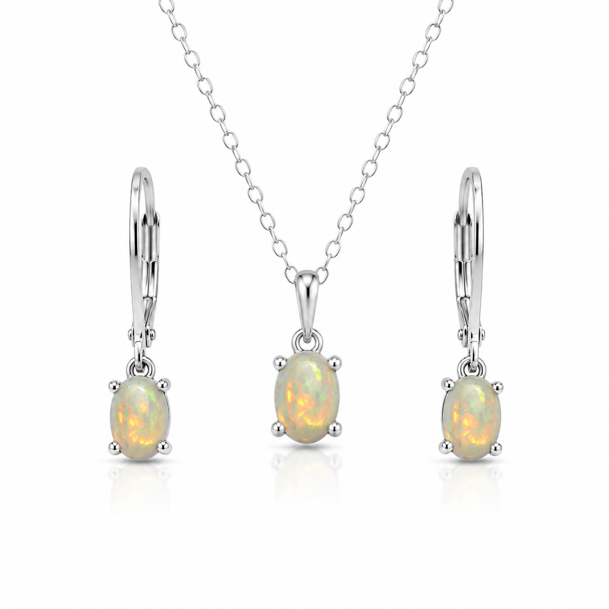 Silber-Schmuckset mit australischem Opal