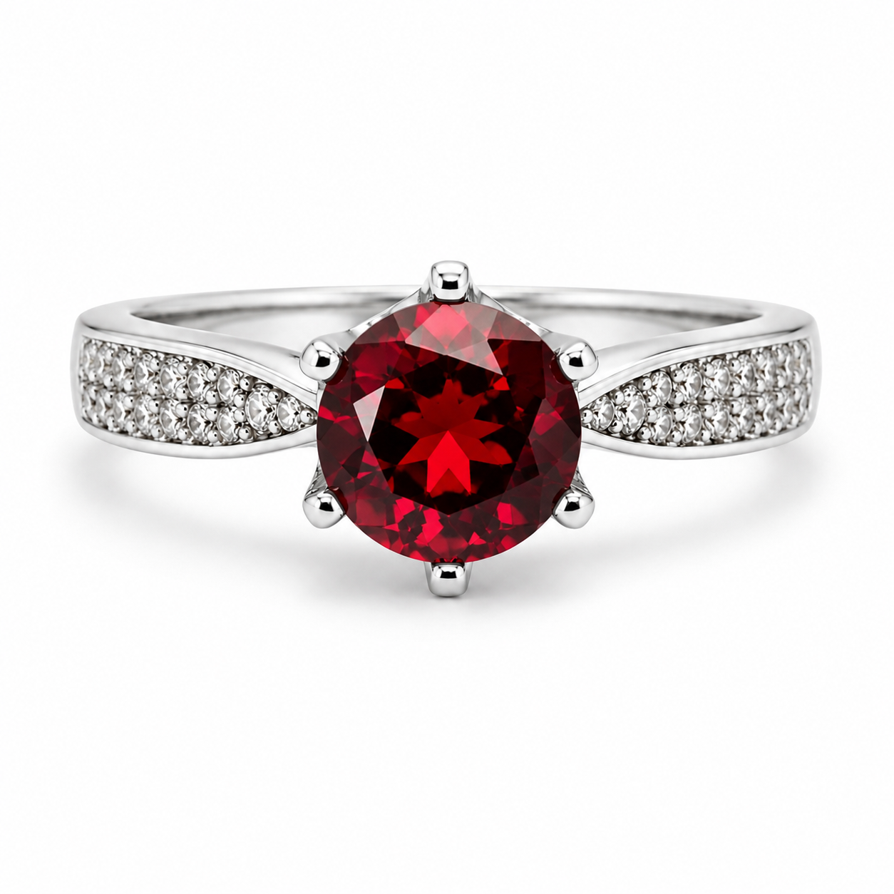 Ring Solitaire Pavé