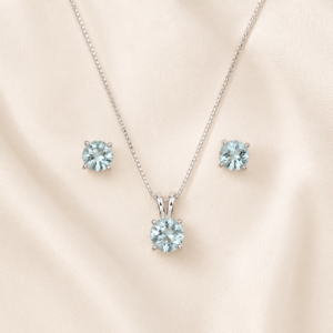 Klassisches Silber-Schmuckset mit Aquamarinen
