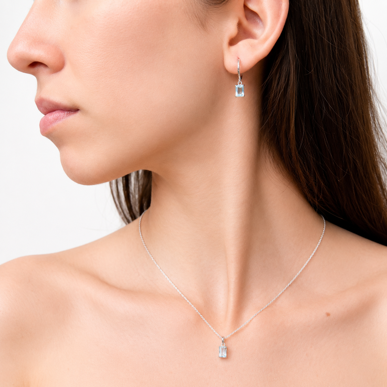 Minimalistisches Aquamarin-Schmuckset