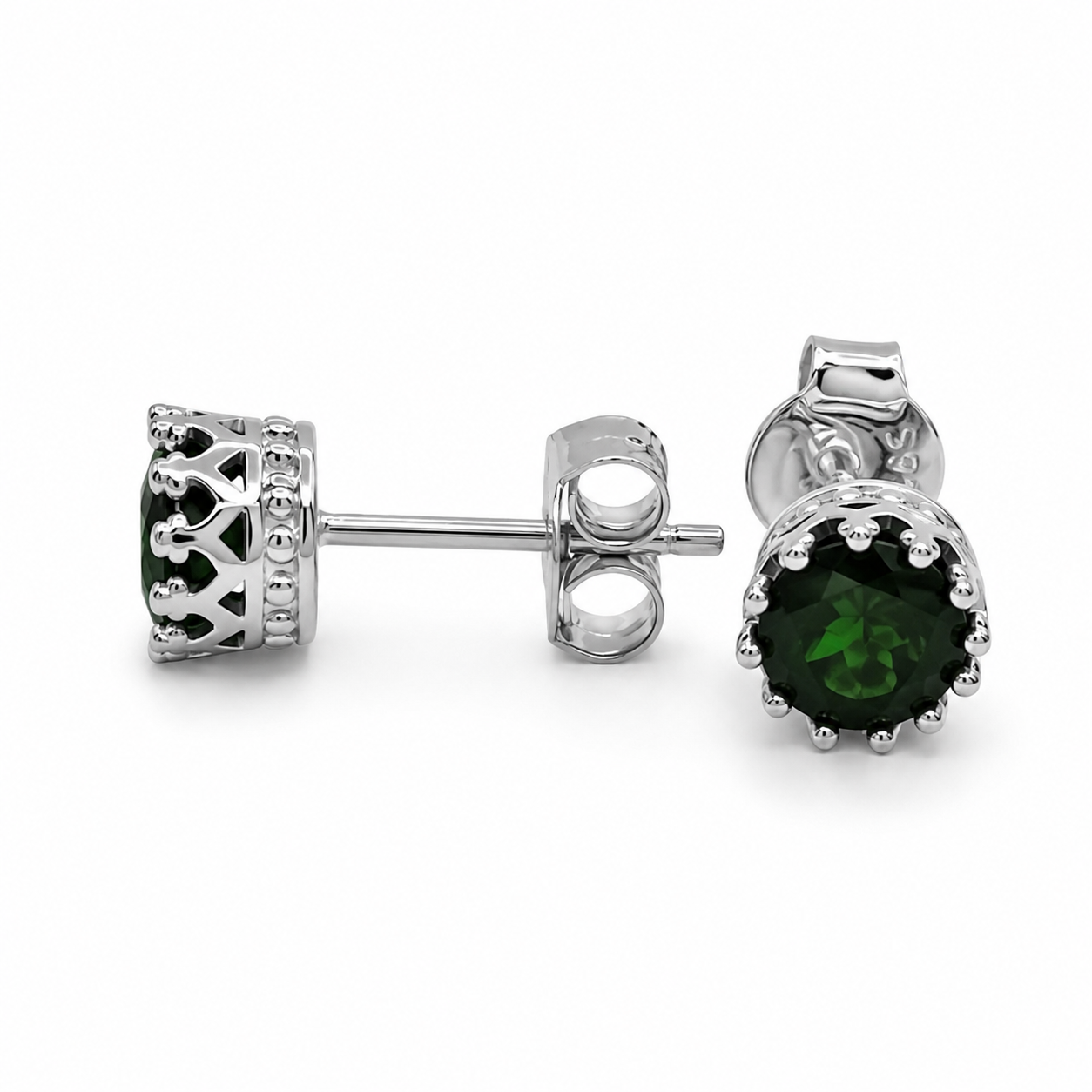 Silber-Schmuckset mit runden Diopsiden in Kronenfassung - Image 2