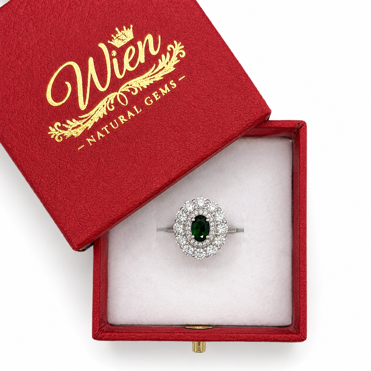 Klassischer Silberring „Rosette“ mit natürlichem Diopsid - Image 3