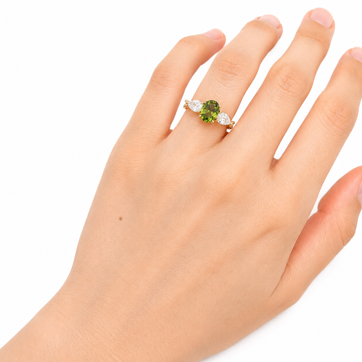 Ring - drei Steine mit Tropfensatz - Image 4