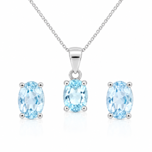 Silber-Schmuckset mit Aquamarinen