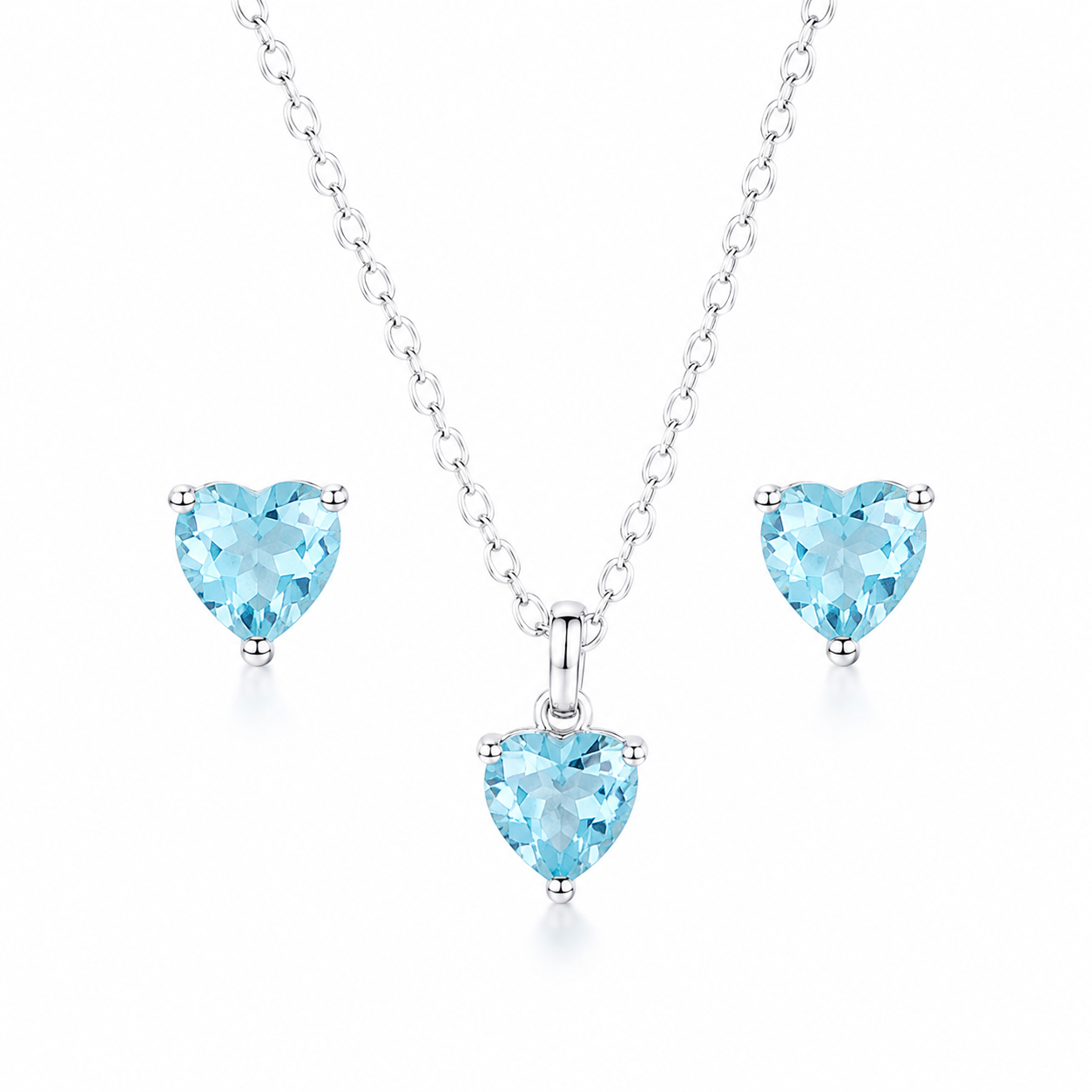 Silber-Schmuckset „Blaues Herz“