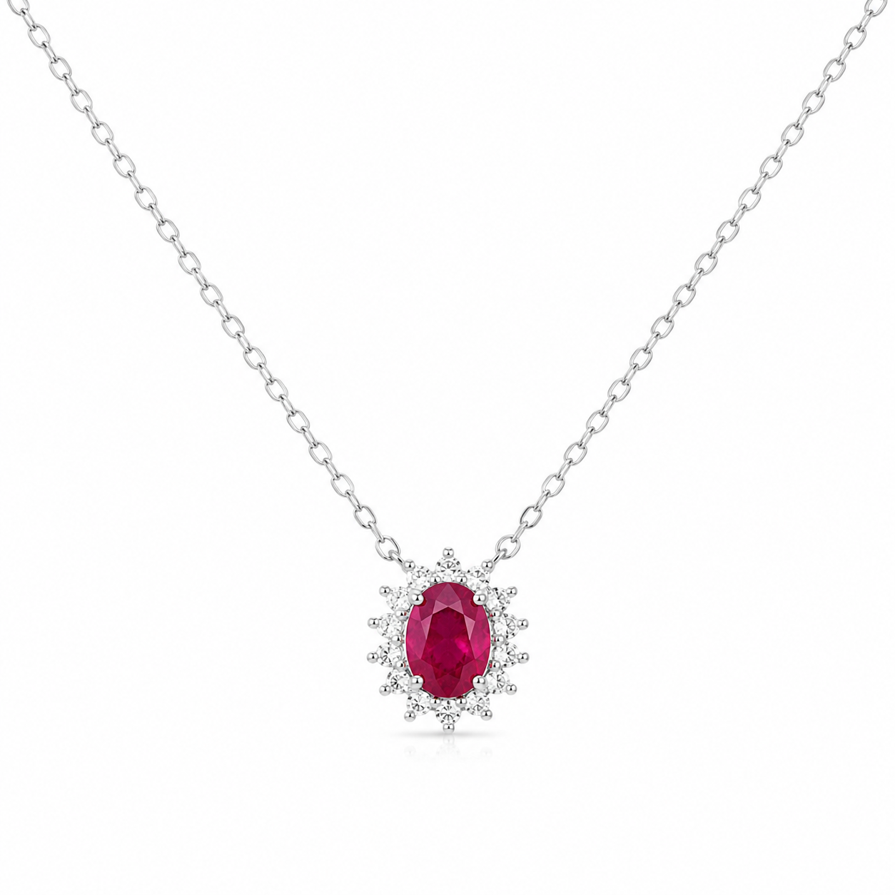 Silber-Schmuckset im Rosettendesign mit Rubinen - Image 2