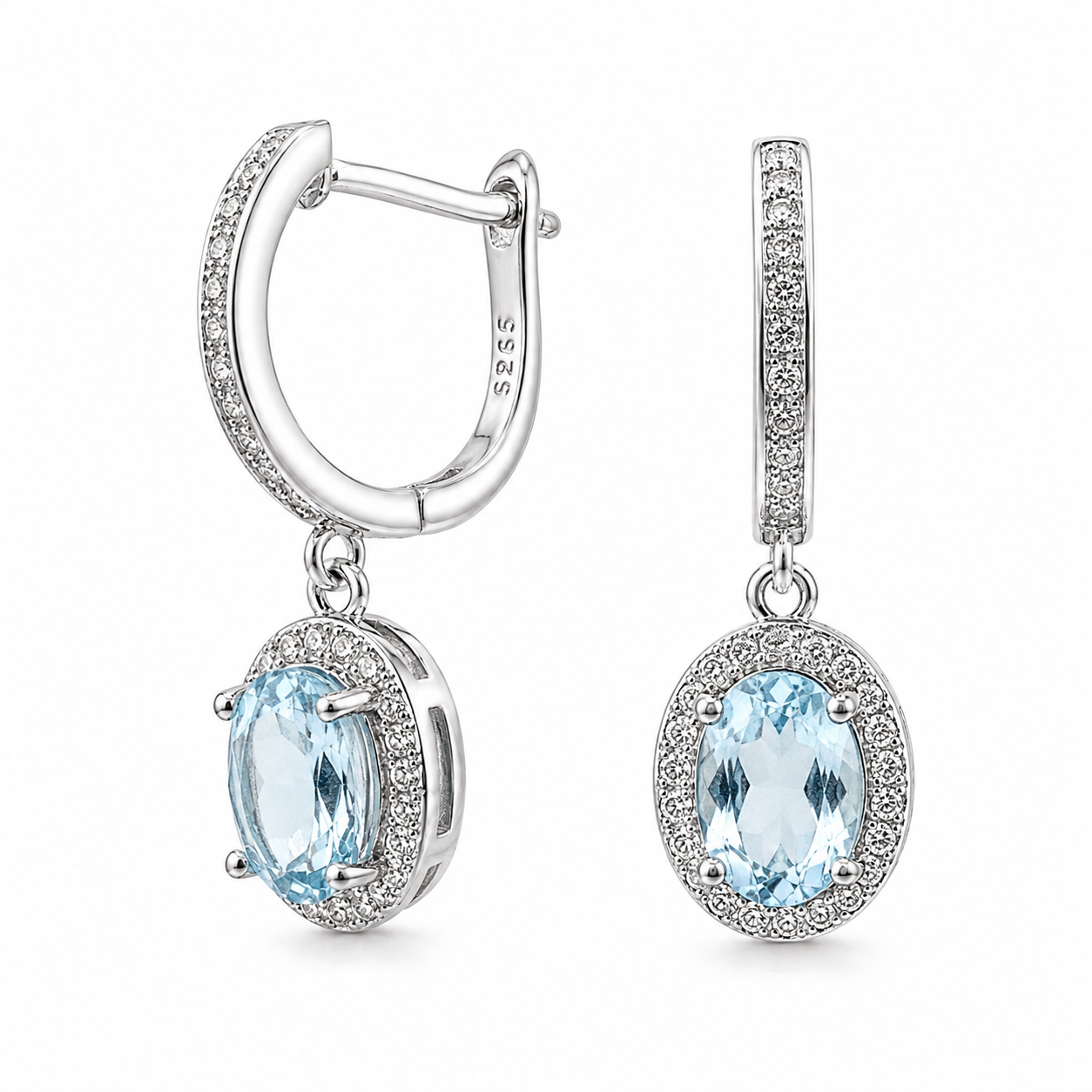 Silber-Schmuckset mit ovalem Blautopas - Image 3