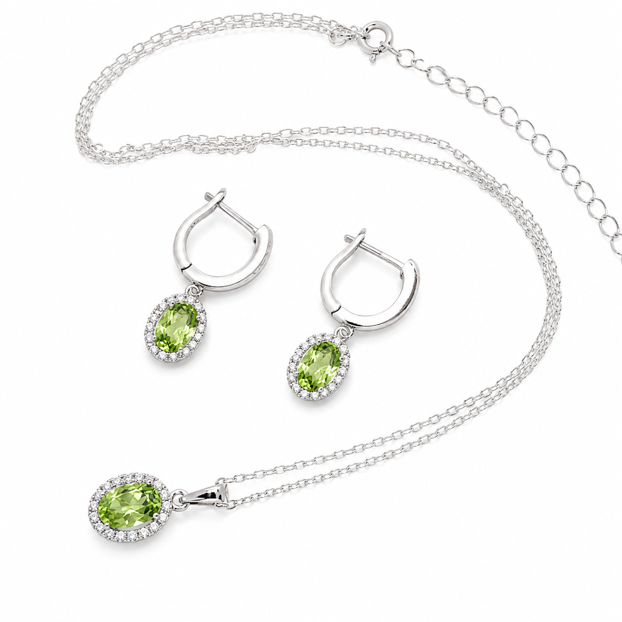 Set - oval mit Zirkonia-Halo