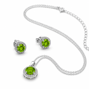 Set - Oliven mit Zirkonia-Halo