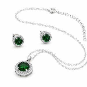 Silber-Schmuckset „Diopsid & Zirkonia“
