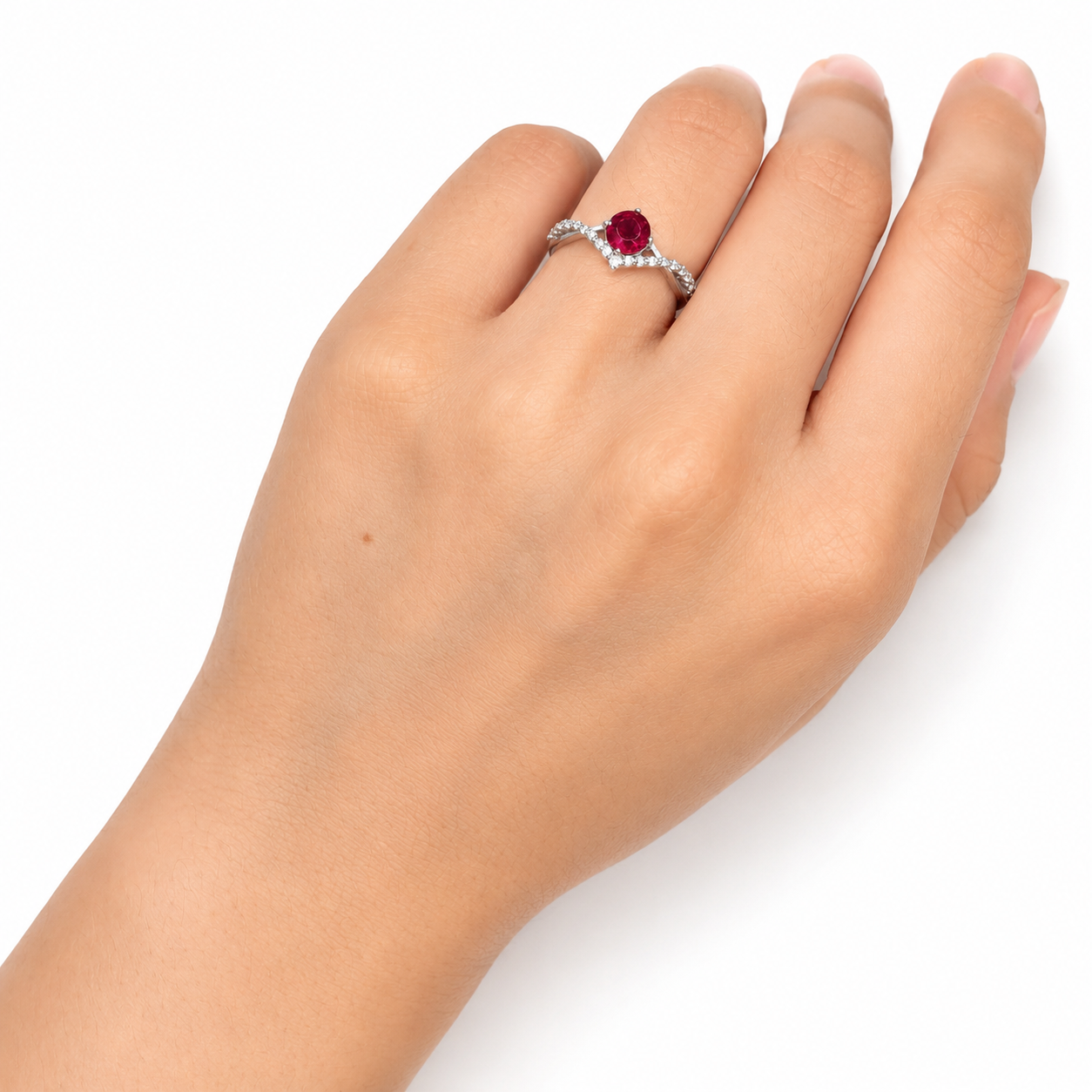 Entwined Ring – Silberring mit natürlichem Rubin - Image 4