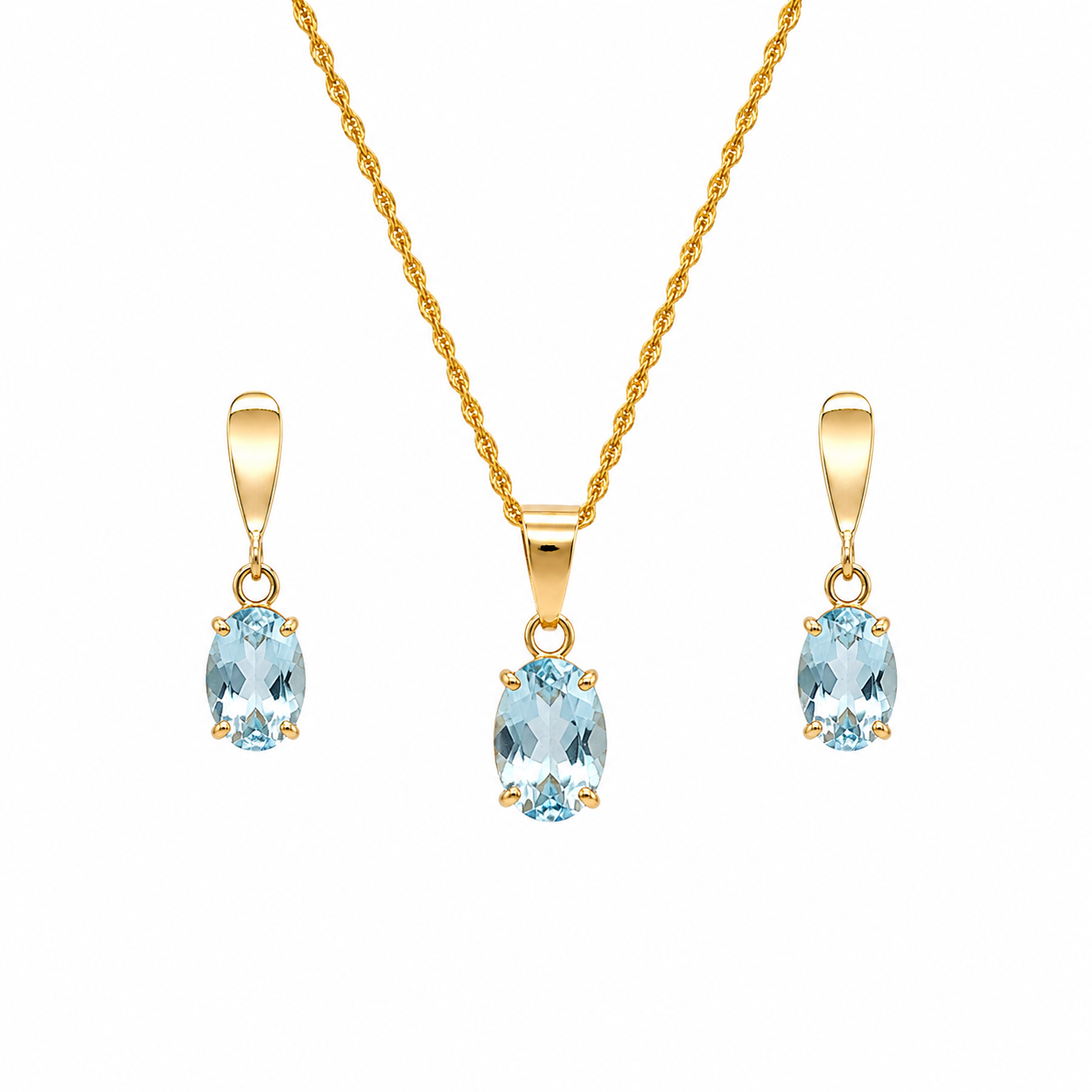 Schmuckset mit 3 Blautopasen