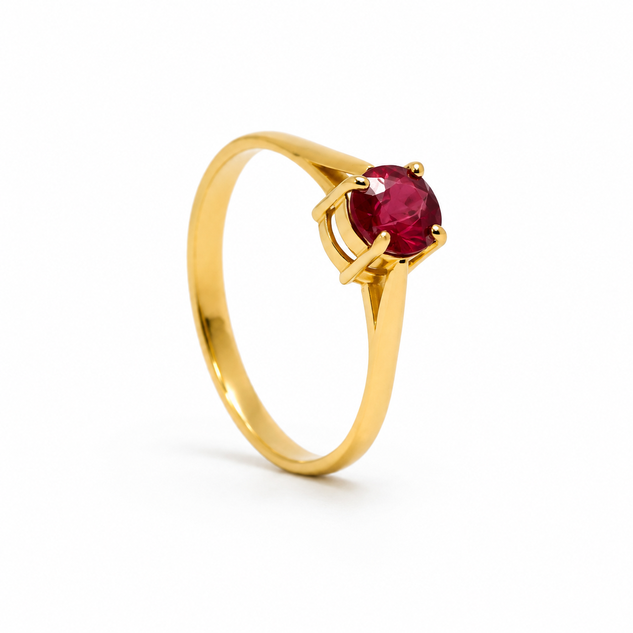 18-Karat-Goldring mit rundem Rubin
