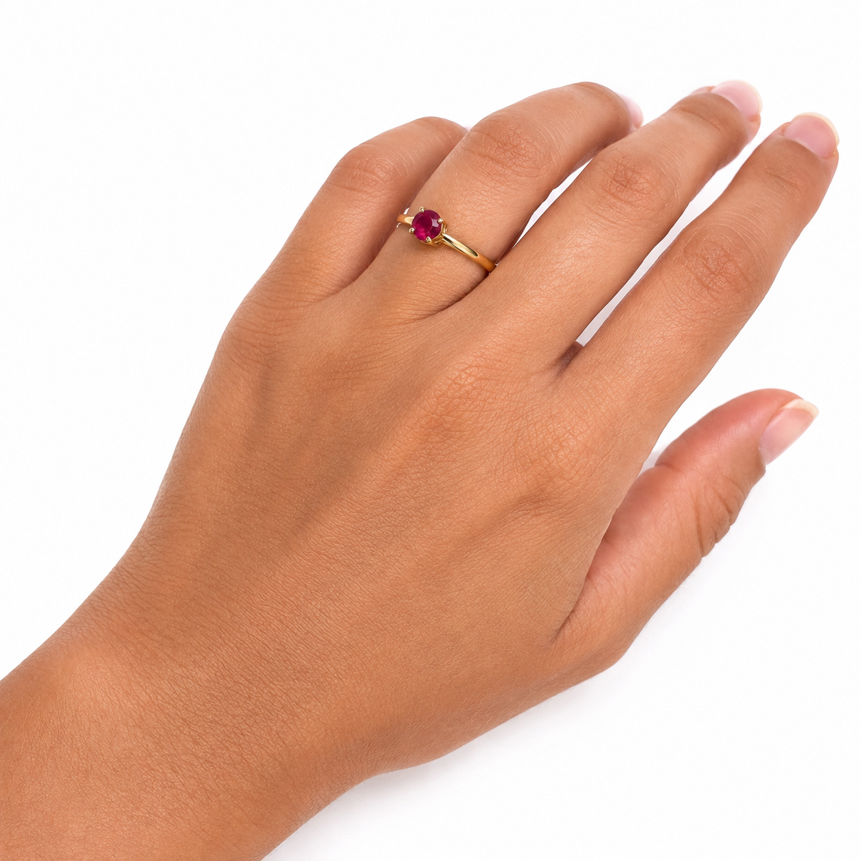 18-Karat-Goldring mit rundem Rubin - Image 3