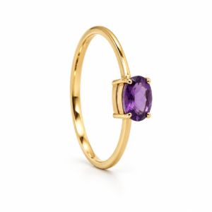 Ring - ovaler Solitär aus Gold