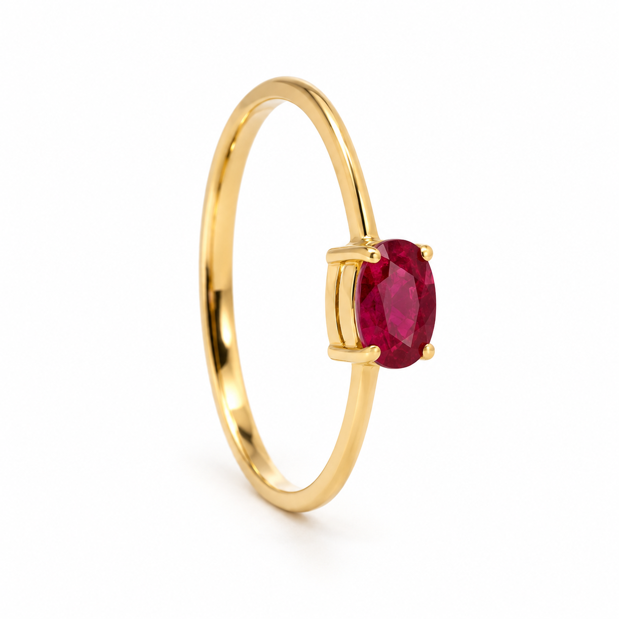 18-Karat-Goldring mit natürlichem Rubin