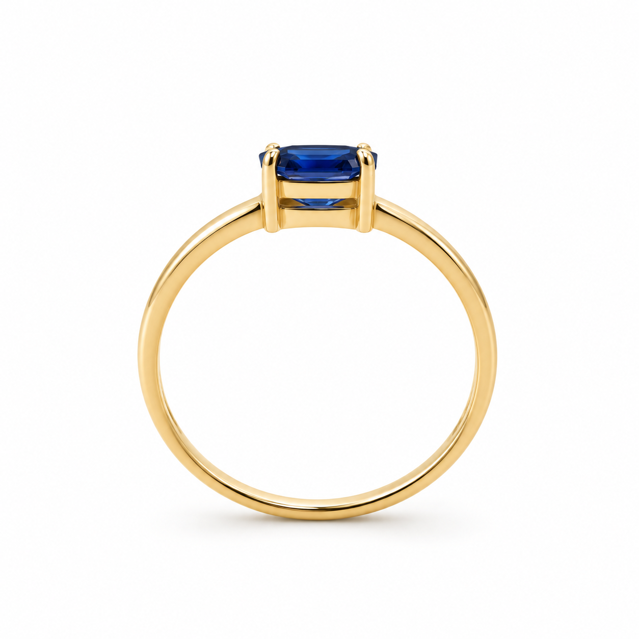 18-Karat-Goldring mit ovalem blauem Saphir - Image 2