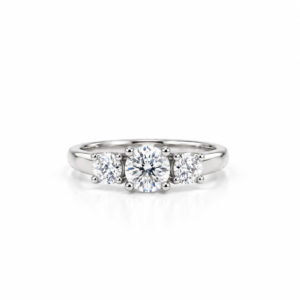 Eleganter Platinring mit drei Lab-Grown-Diamanten