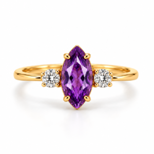 Eleganter Goldring mit natürlichem Amethyst
