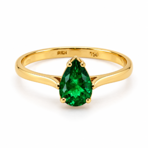 Ring Smaragd-Tropfen in Gold