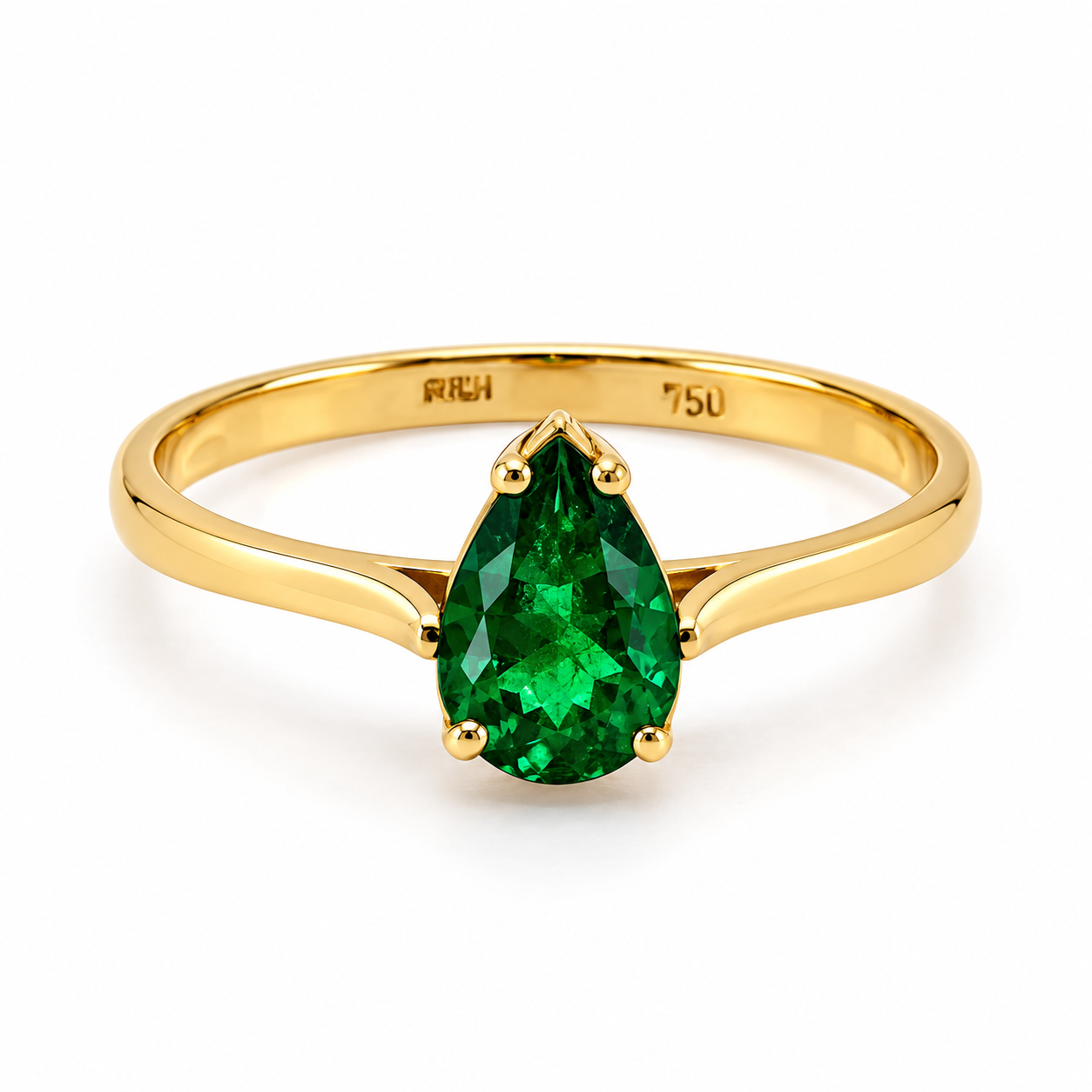 Ring Smaragd-Tropfen in Gold