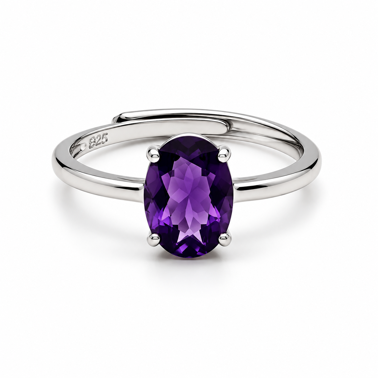 Anillo de plata con amatista púrpura