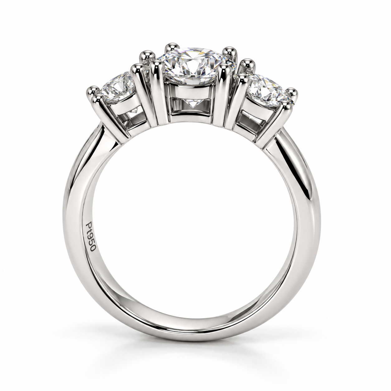Eleganter Platinring mit drei Lab-Grown-Diamanten - Image 2