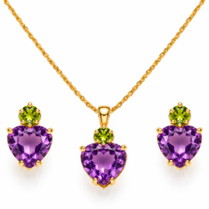 Set Amethyst-Herz & Peridot-Akzent