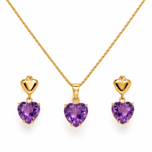 Set Gold und Amethyst-Herzen