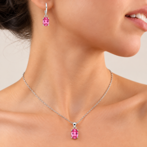 Minimalistisches Silber-Schmuckset mit turmalina